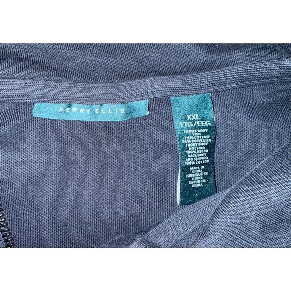 Perry Ellis Men’s Mixed Media Full Zip Sweater Sz. XXL Blue Zip Pockets - Picture 10 of 10